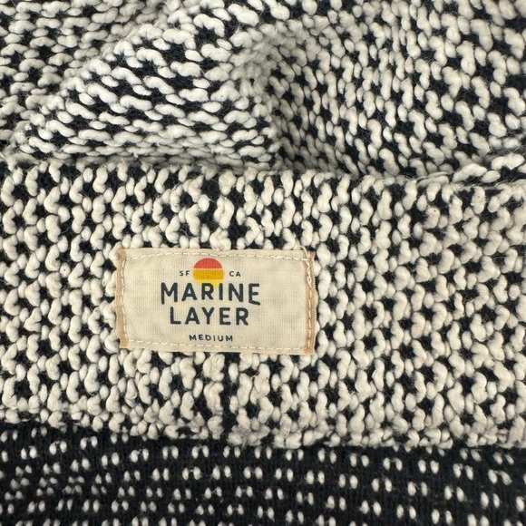 Marine Layer - Birdseye Cardigan in Black/White Contrast Gray Sweater Sz M - Picture 7 of 9